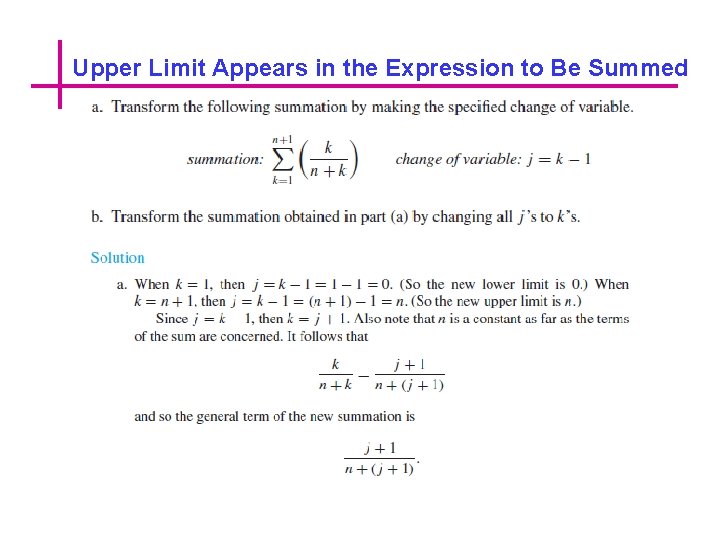 Upper Limit Appears in the Expression to Be Summed 