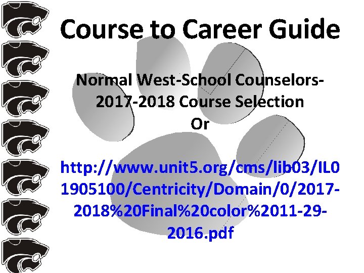 Course to Career Guide Normal West-School Counselors 2017 -2018 Course Selection Or http: //www.