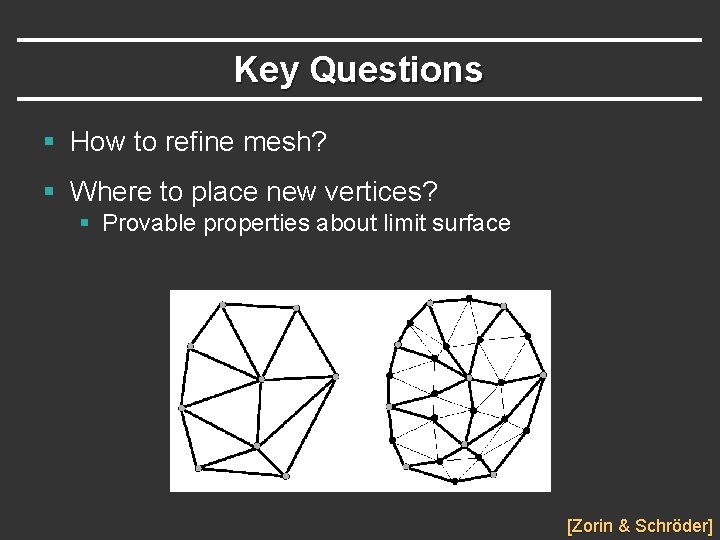 Key Questions § How to refine mesh? § Where to place new vertices? §