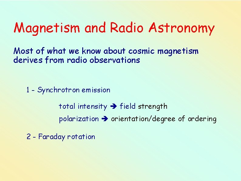 Magnetism and Radio Astronomy Most of what we know about cosmic magnetism derives from