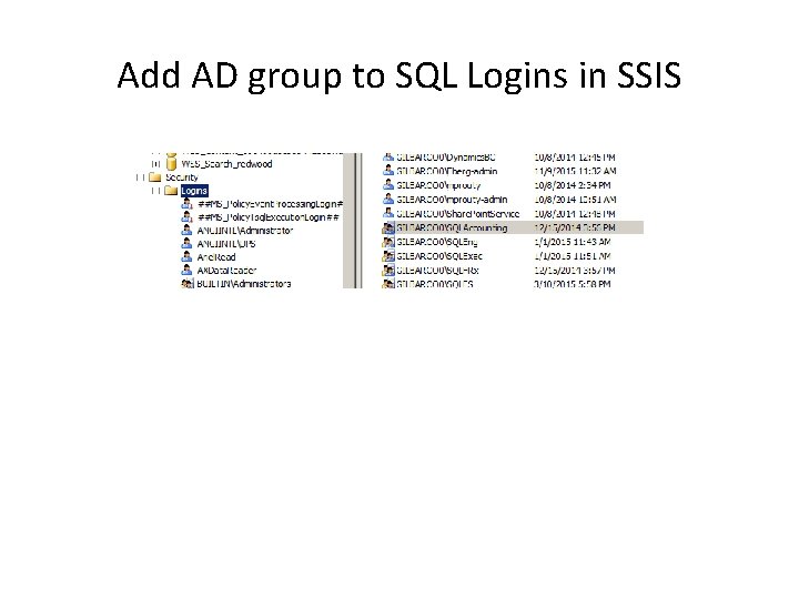 Add AD group to SQL Logins in SSIS 