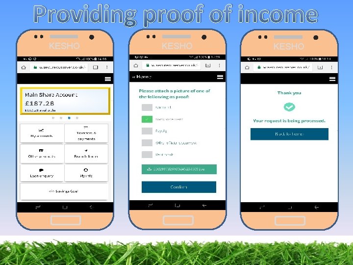 Providing proof of income KESHO 