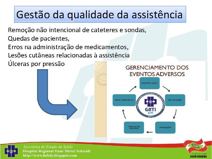 Gestão da qualidade da assistência Remoção não intencional de cateteres e sondas, Quedas de