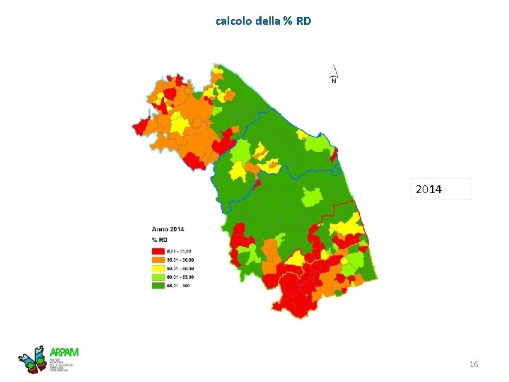 calcolo della % RD 2014 04/08/2016 Presentazione rapporto rifiuti Regione Marche 16 