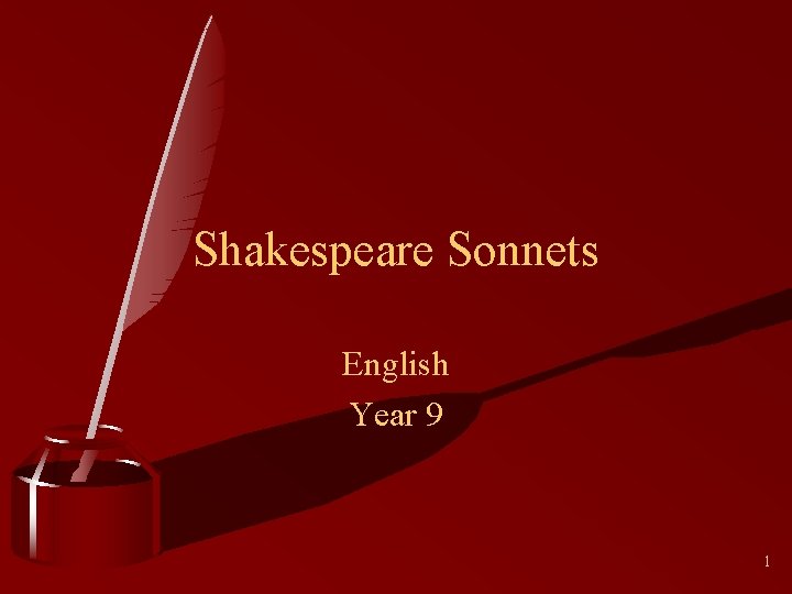 Shakespeare Sonnets English Year 9 1 