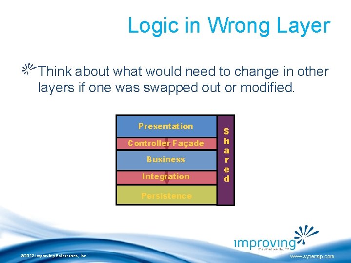 Logic in Wrong Layer Think about what would need to change in other layers