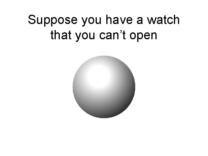 Suppose you have a watch that you can’t open 
