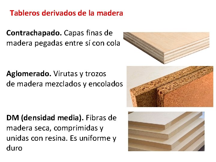 Tableros derivados de la madera Contrachapado. Capas finas de madera pegadas entre sí con