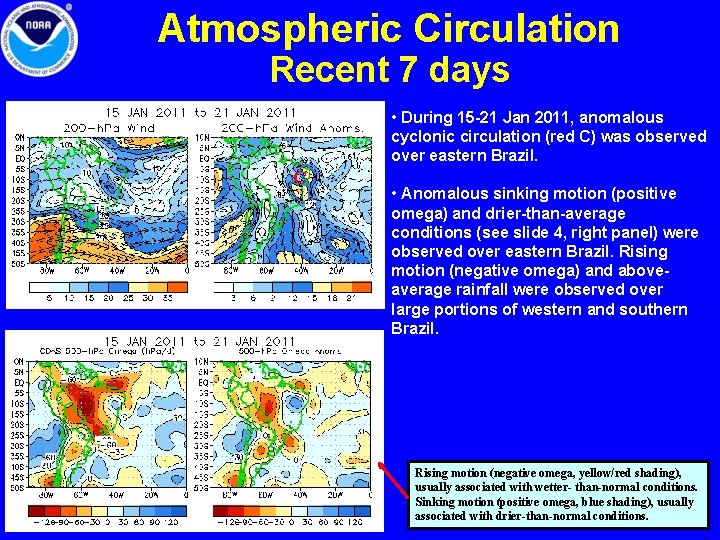 Atmospheric Circulation Recent 7 days • During 15 -21 Jan 2011, anomalous cyclonic circulation