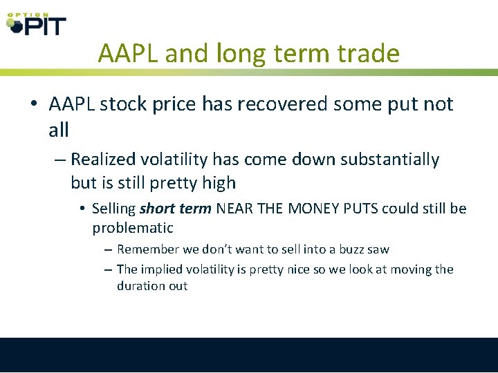 AAPL and long term trade • AAPL stock price has recovered some put not