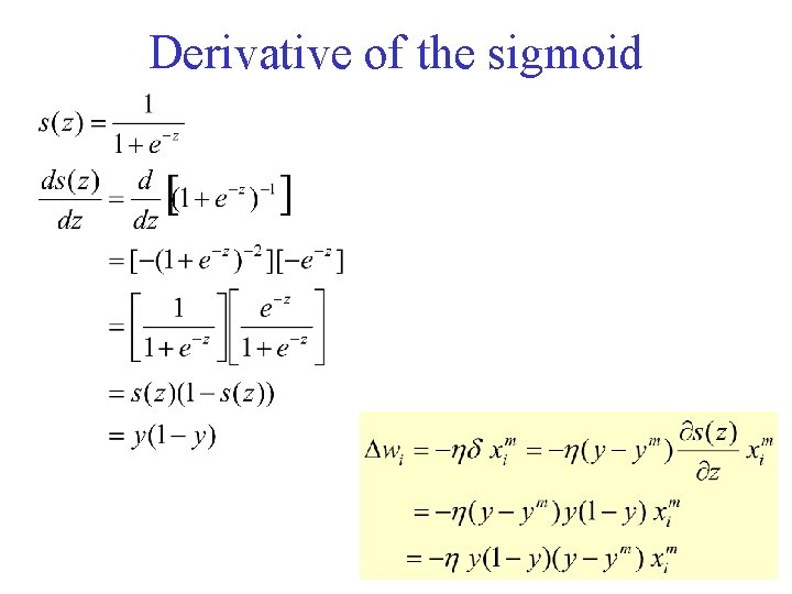 Derivative of the sigmoid 