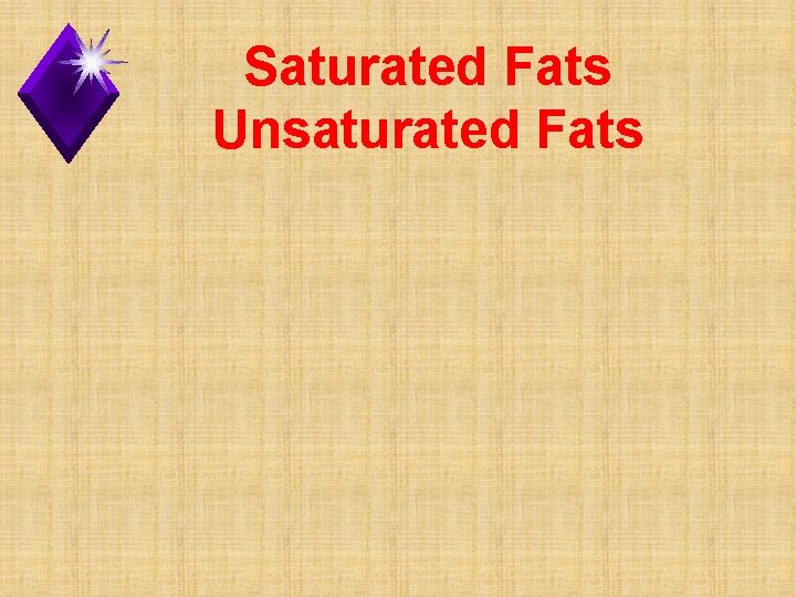 Saturated Fats Unsaturated Fats 