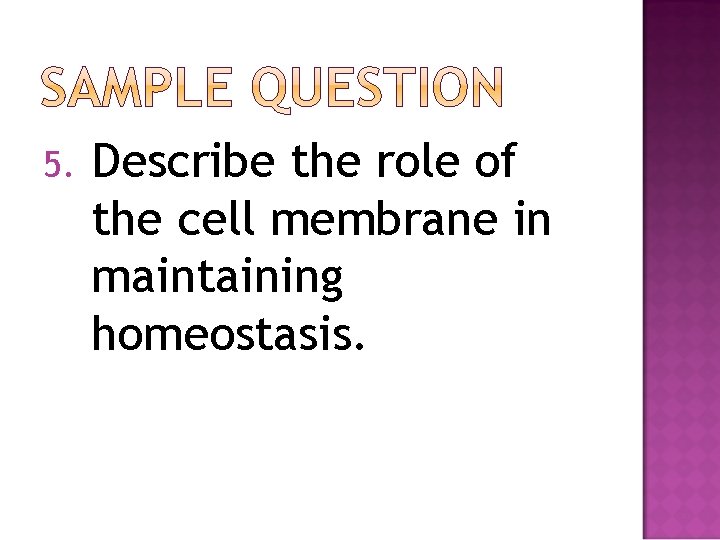 5. Describe the role of the cell membrane in maintaining homeostasis. 