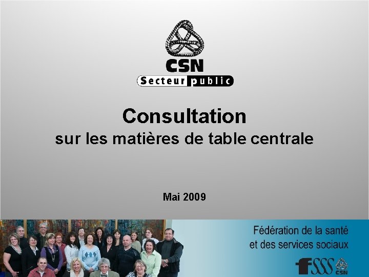 Consultation sur les matières de table centrale Mai 2009 