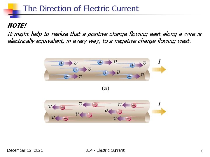 The Direction of Electric Current NOTE! It might help to realize that a positive