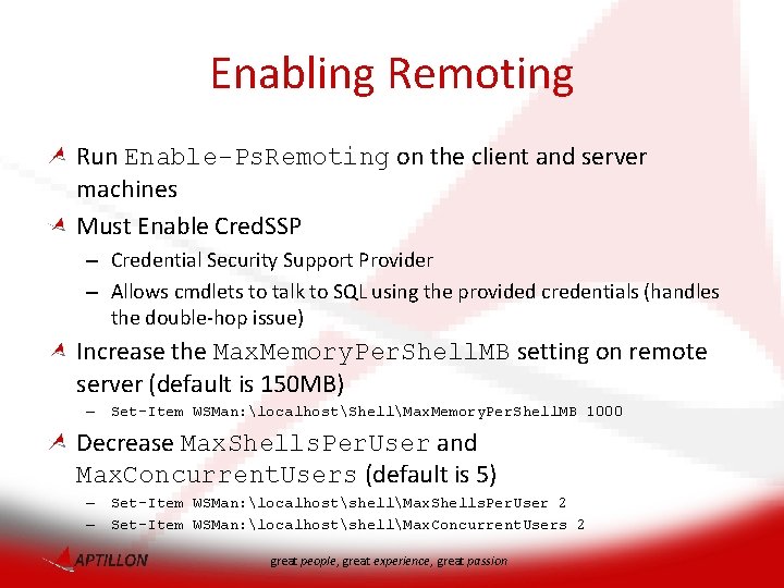 Enabling Remoting Run Enable-Ps. Remoting on the client and server machines Must Enable Cred.