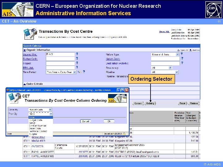 CERN – European Organization for Nuclear Research Administrative Information Services CET – An Overview
