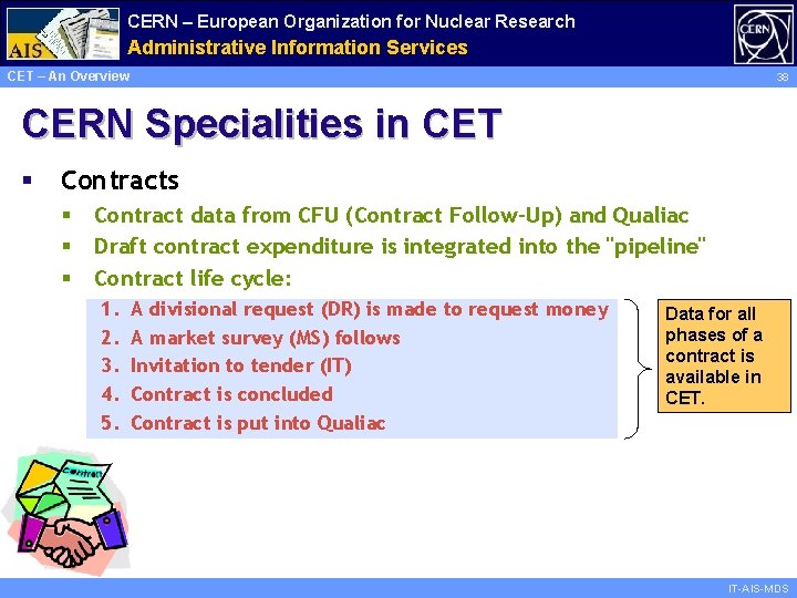 CERN – European Organization for Nuclear Research Administrative Information Services CET – An Overview