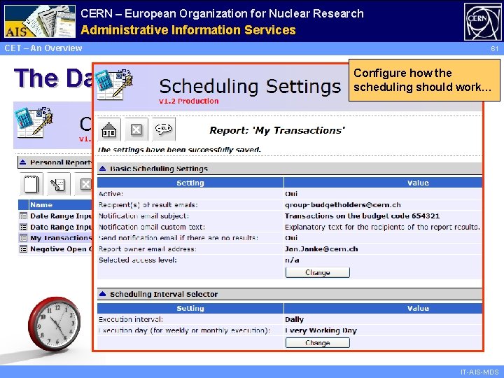 CERN – European Organization for Nuclear Research Administrative Information Services CET – An Overview