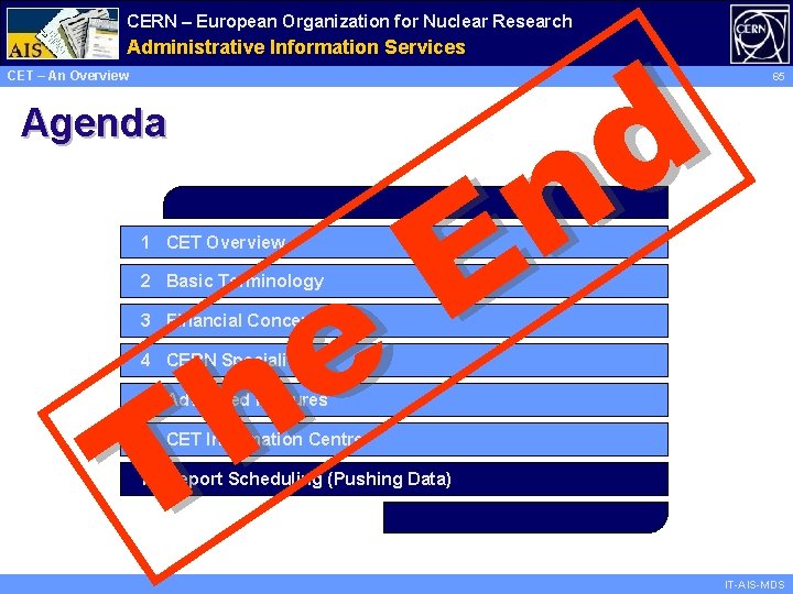 CERN – European Organization for Nuclear Research d n E Administrative Information Services CET