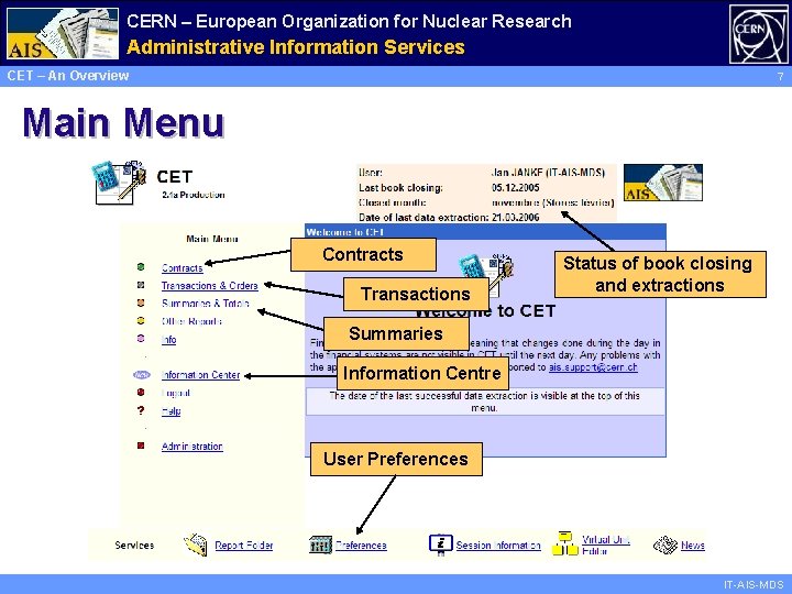 CERN – European Organization for Nuclear Research Administrative Information Services CET – An Overview