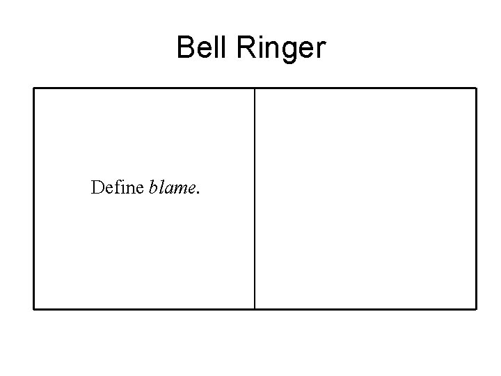 Bell Ringer Define blame. 