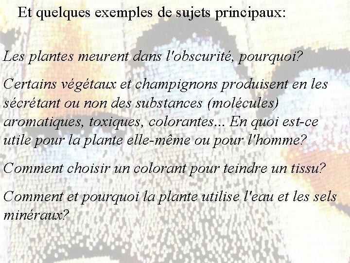 Et quelques exemples de sujets principaux: Les plantes meurent dans l'obscurité, pourquoi? Certains végétaux