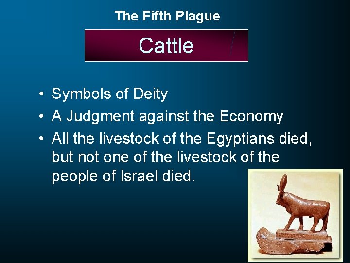 The Fifth Plague Cattle • Symbols of Deity • A Judgment against the Economy