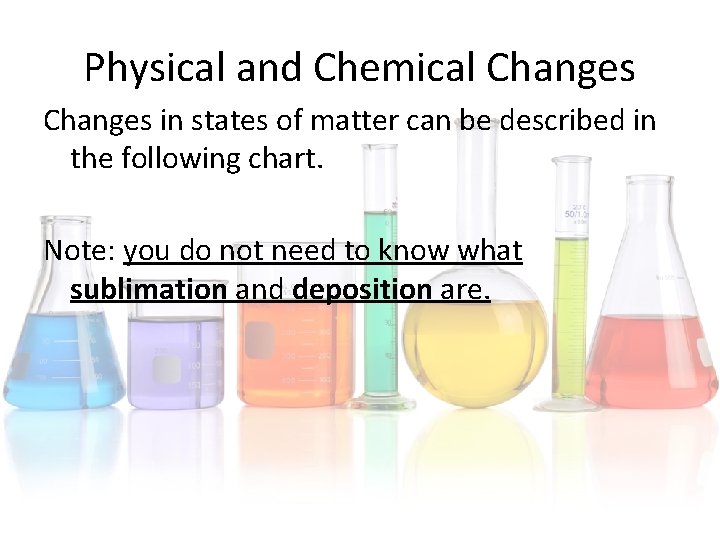 Physical and Chemical Changes in states of matter can be described in the following Physical and Chemical Changes in states of matter can be described in the following