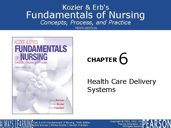 Kozier & Erb's Fundamentals of Nursing Concepts, Process, and Practice TENTH EDITION CHAPTER 6