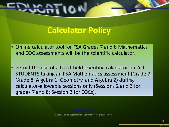 Calculator Policy • Online calculator tool for FSA Grades 7 and 8 Mathematics and