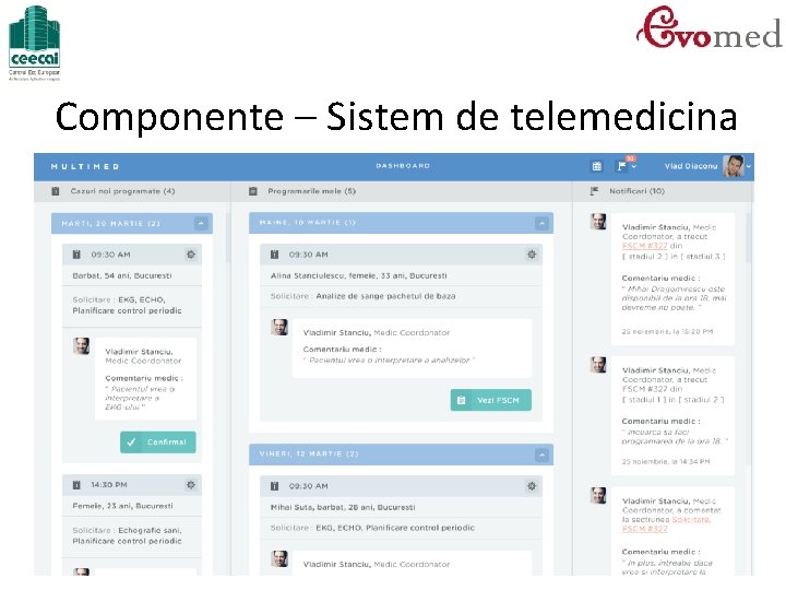 Componente – Sistem de telemedicina 