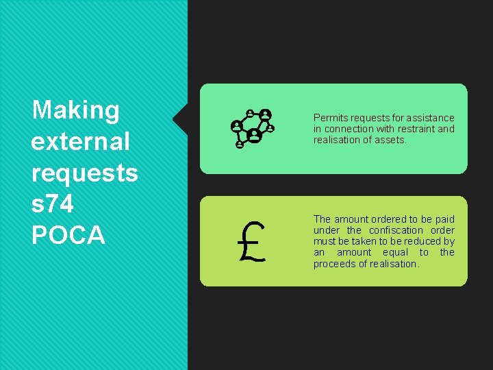 Making external requests s 74 POCA Permits requests for assistance in connection with restraint