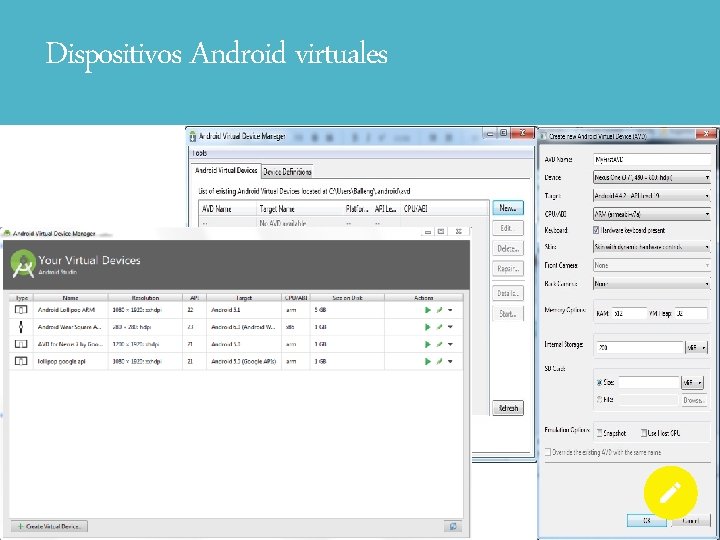 Dispositivos Android virtuales 