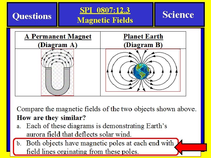 Questions SPI 0807: 12. 3 Magnetic Fields Science 