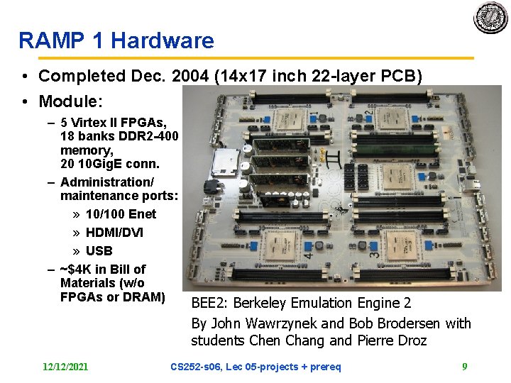 RAMP 1 Hardware • Completed Dec. 2004 (14 x 17 inch 22 -layer PCB)