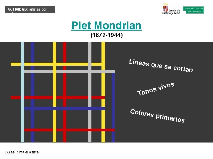 ACTIVIDAD: artistas por imitación Piet Mondrian (1872 -1944) Líneas q ue se co Ton