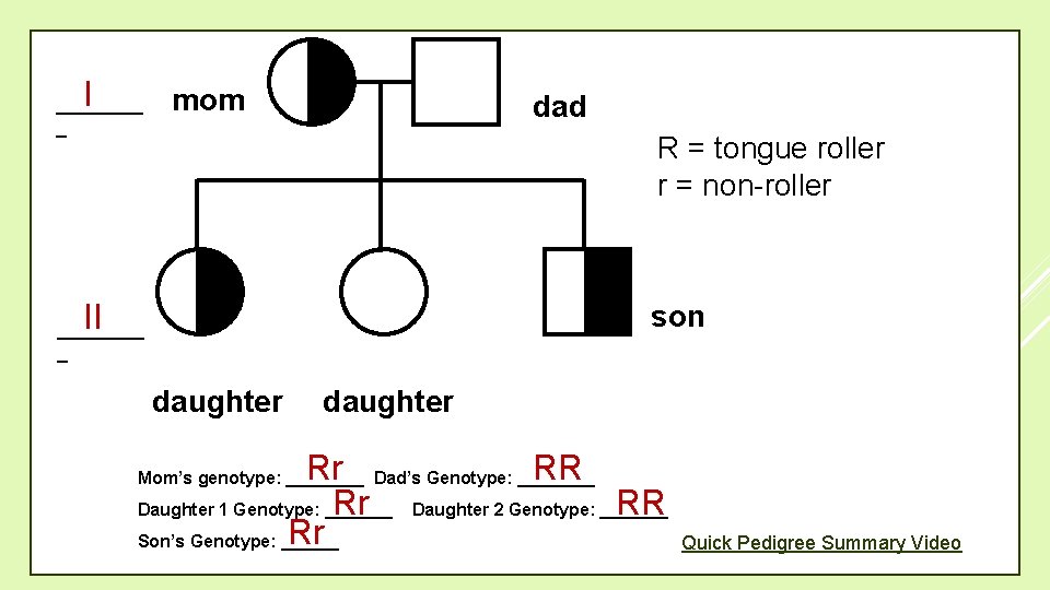 I ____ _ Rr mom RR dad R = tongue roller r = non-roller