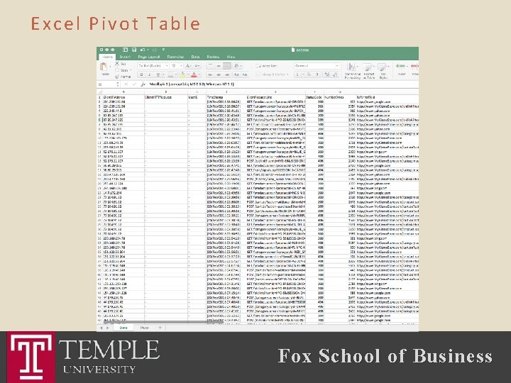 Excel Pivot Table Fox School of Business 