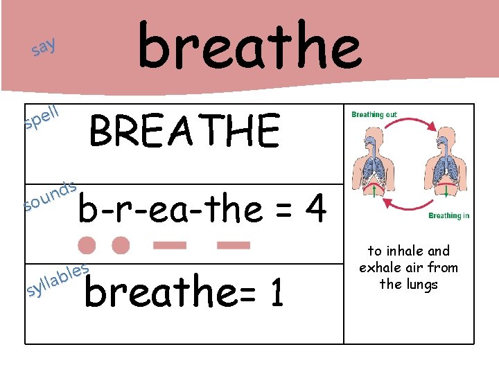 breathe say ll e p s BREATHE s d n sou b-r-ea-the = 4