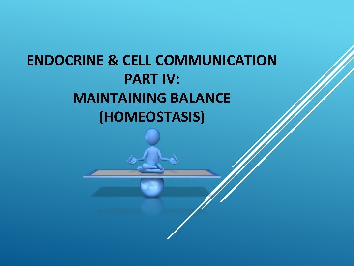 ENDOCRINE & CELL COMMUNICATION PART IV: MAINTAINING BALANCE (HOMEOSTASIS) 