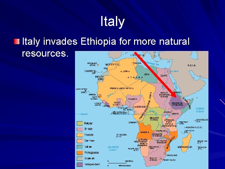 Italy invades Ethiopia for more natural resources. 