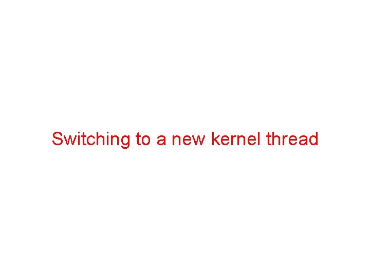 Switching to a new kernel thread 