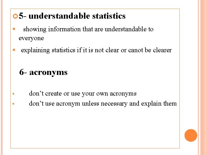  5§ understandable statistics showing information that are understandable to everyone § explaining statistics