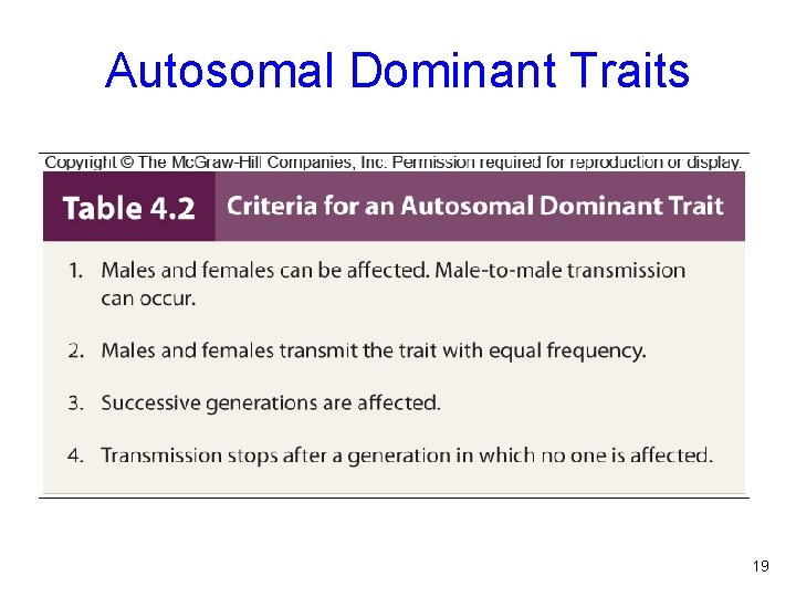 Autosomal Dominant Traits 19 