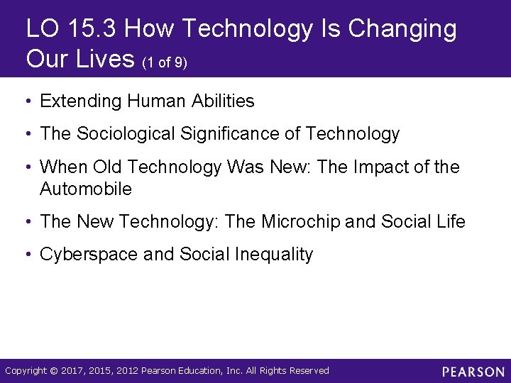 LO 15. 3 How Technology Is Changing Our Lives (1 of 9) • Extending