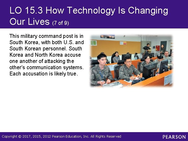 LO 15. 3 How Technology Is Changing Our Lives (7 of 9) This military