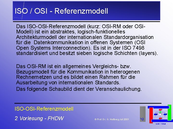 ISO / OSI - Referenzmodell Das ISO-OSI-Referenzmodell (kurz: OSI-RM oder OSIModell) ist ein abstraktes, ISO / OSI - Referenzmodell Das ISO-OSI-Referenzmodell (kurz: OSI-RM oder OSIModell) ist ein abstraktes,