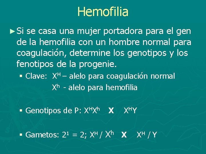 Hemofilia ► Si se casa una mujer portadora para el gen de la hemofilia