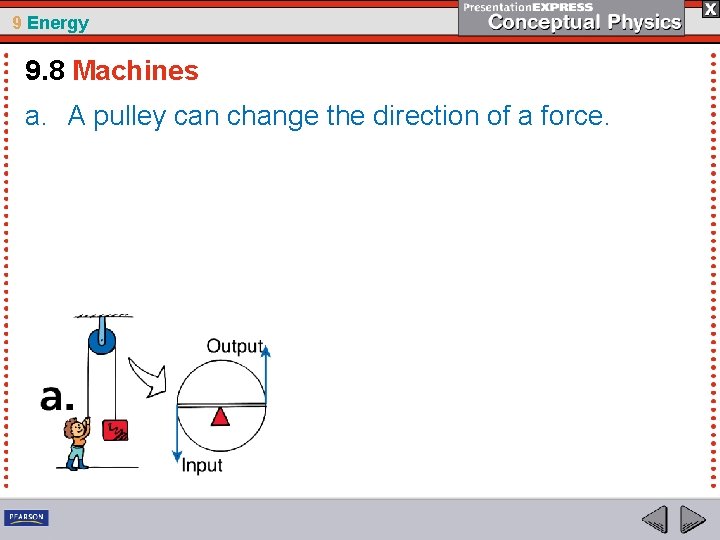 9 Energy 9. 8 Machines a. A pulley can change the direction of a